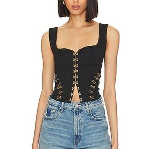Black Corset Bustier Crop Top Free People Don't Look Back XS Hook & Eye
